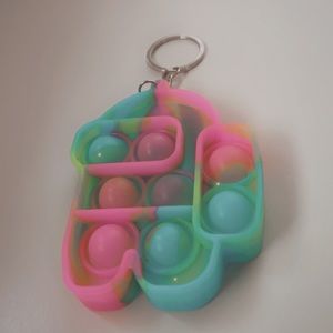 Blue pink and green mini key ring pop it!